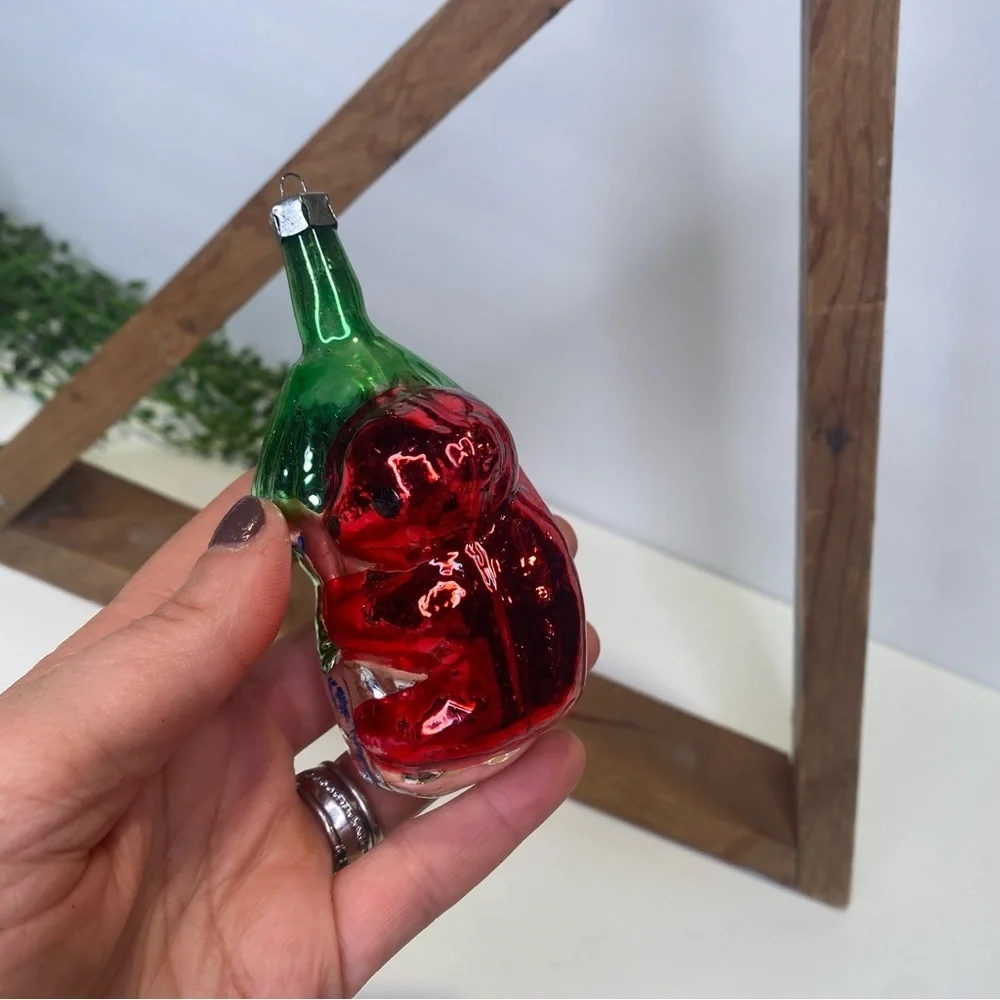 Hand Blown Glass Teddy Bear Koala Clinging To Tree Bird Feeder Ornament